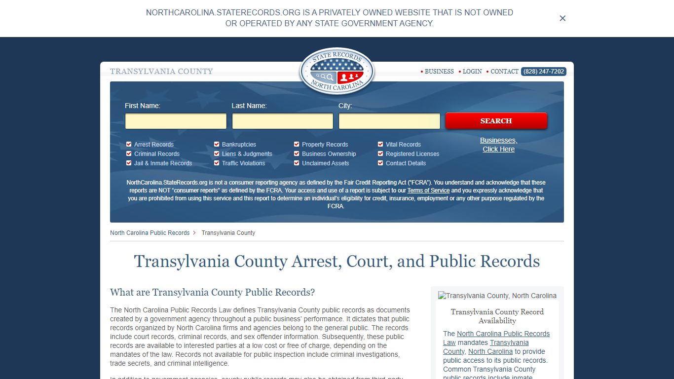 Transylvania County Arrest, Court, and Public Records